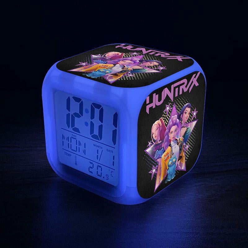 K-Pop Demon Hunters Alarm Clock Colorful LED Digital Clock with Night Light Perfect for Children'S Bedroom or Home Decor Christmas Gift