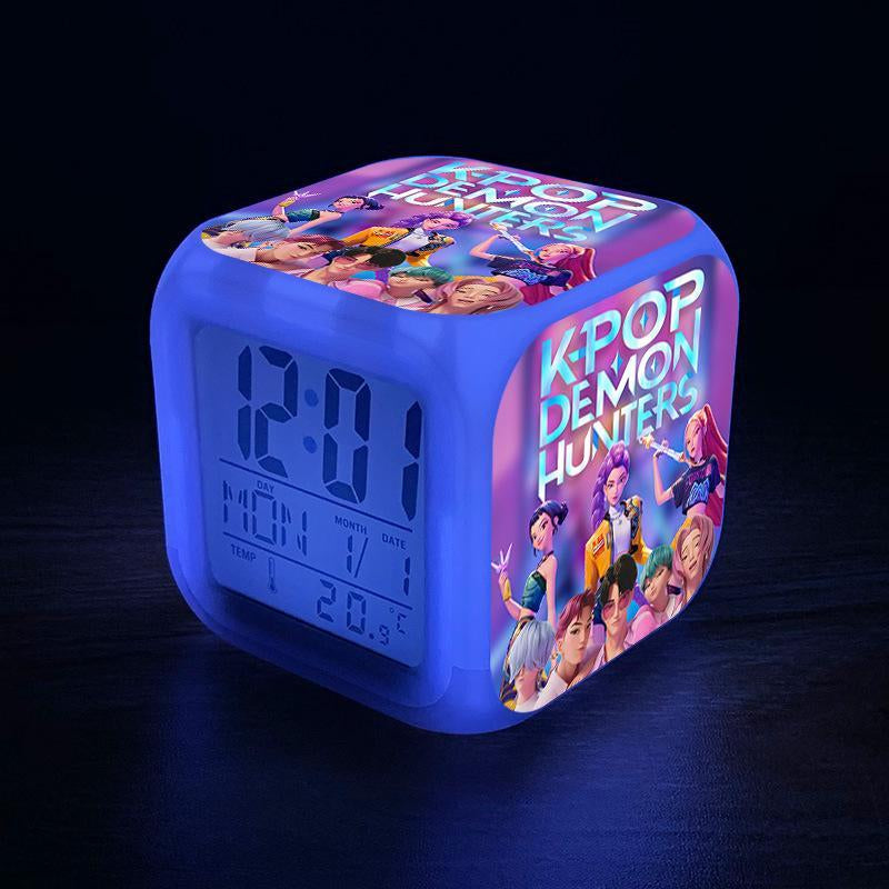 K-Pop Demon Hunters Alarm Clock Colorful LED Digital Clock with Night Light Perfect for Children'S Bedroom or Home Decor Christmas Gift