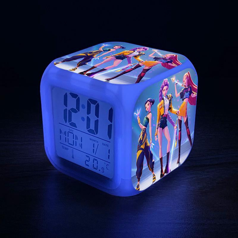 K-Pop Demon Hunters Alarm Clock Colorful LED Digital Clock with Night Light Perfect for Children'S Bedroom or Home Decor Christmas Gift