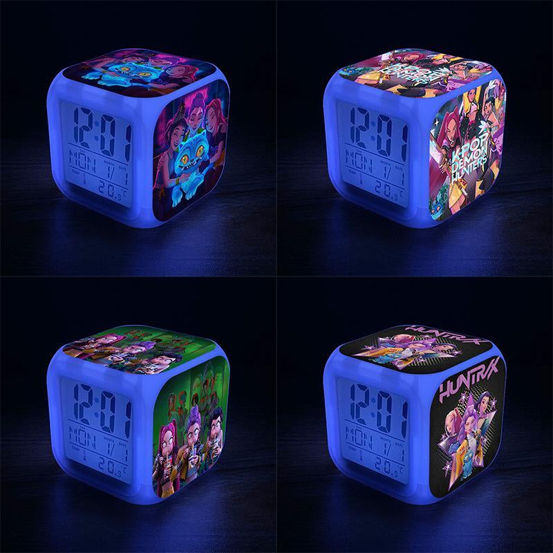 K-Pop Demon Hunters Alarm Clock Colorful LED Digital Clock with Night Light Perfect for Children'S Bedroom or Home Decor Christmas Gift