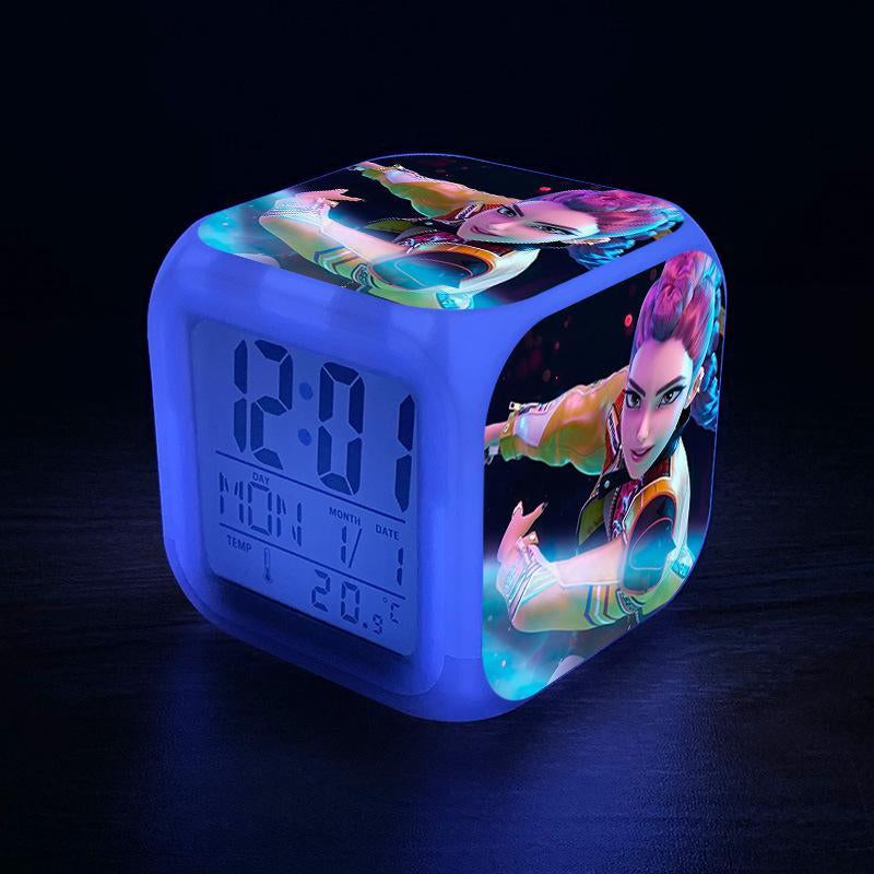 K-Pop Demon Hunters Alarm Clock Colorful LED Digital Clock with Night Light Perfect for Children'S Bedroom or Home Decor Christmas Gift