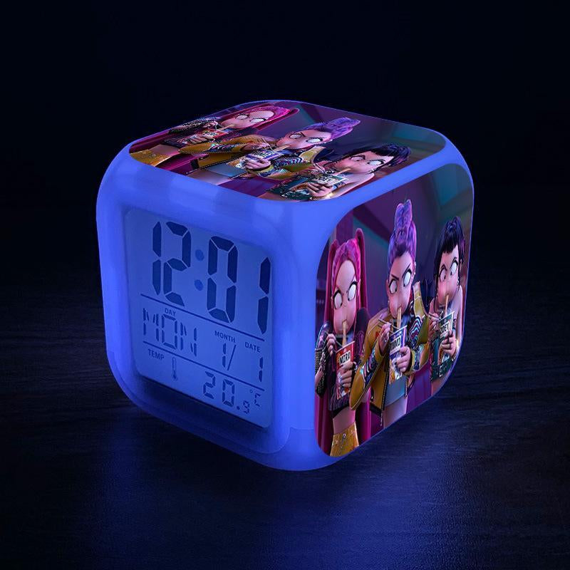K-Pop Demon Hunters Alarm Clock Colorful LED Digital Clock with Night Light Perfect for Children'S Bedroom or Home Decor Christmas Gift