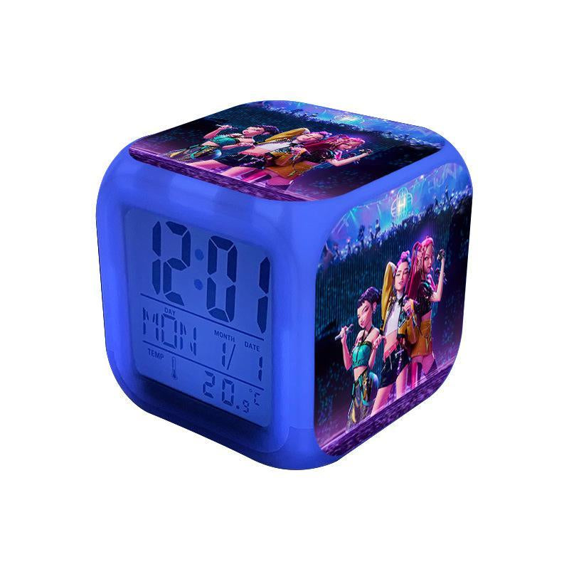 K-Pop Demon Hunters Alarm Clock Colorful LED Digital Clock with Night Light Perfect for Children'S Bedroom or Home Decor Christmas Gift