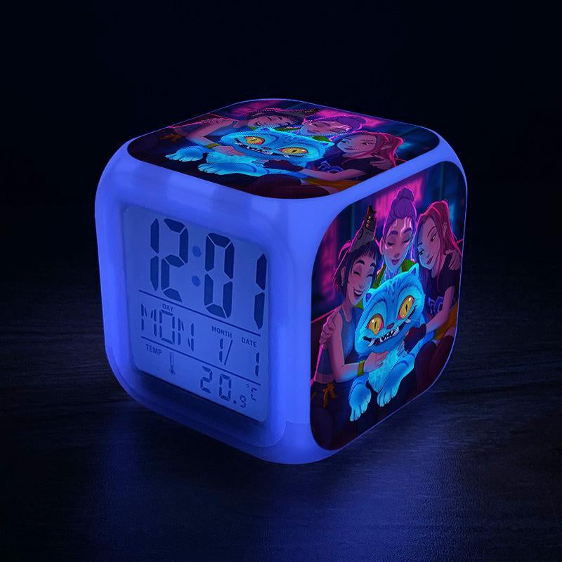 K-Pop Demon Hunters Alarm Clock Colorful LED Digital Clock with Night Light Perfect for Children'S Bedroom or Home Decor Christmas Gift