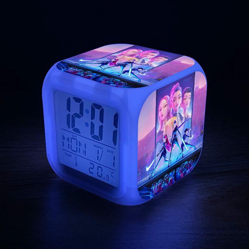 K-Pop Demon Hunters Alarm Clock Colorful LED Digital Clock with Night Light Perfect for Children'S Bedroom or Home Decor Christmas Gift